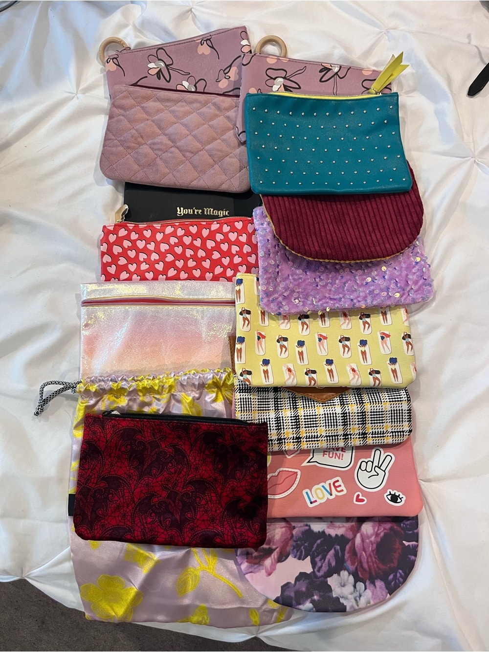Assorted Women’s Cosmetic Pouch Collection - Pink, Teal, Purple, Red